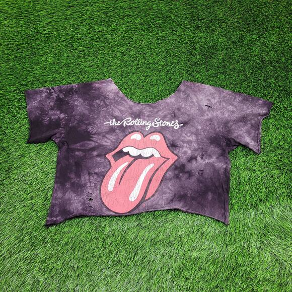 Rolling-Stones Cropped Shirt Womens XL 22x18 Tongue - Picture 1 of 14